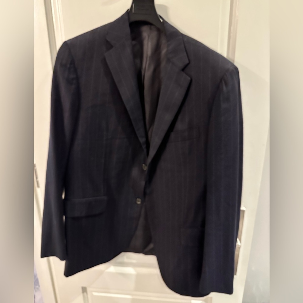 Boggi Navy Thick Pinstripe Suit. Made in Italy